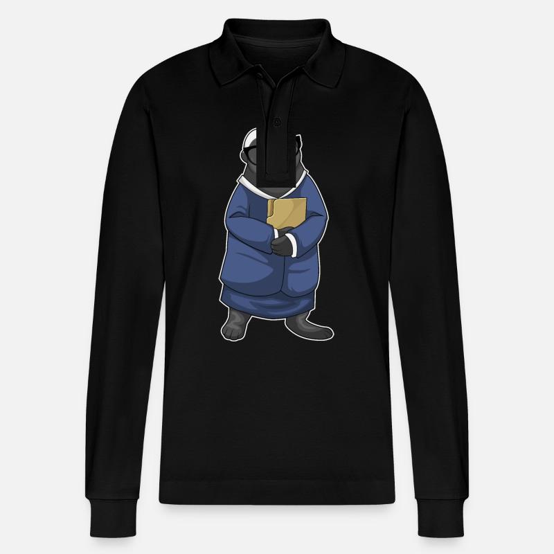 Dachs Sekretärin Mappe - Stanley/Stella Unisex Bio-Langarm-Poloshirt Prepster - Schwarz