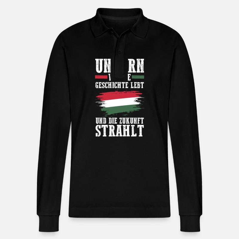 Ungar Ungarisch Ungarn - Stanley/Stella Unisex Bio-Langarm-Poloshirt Prepster - Schwarz