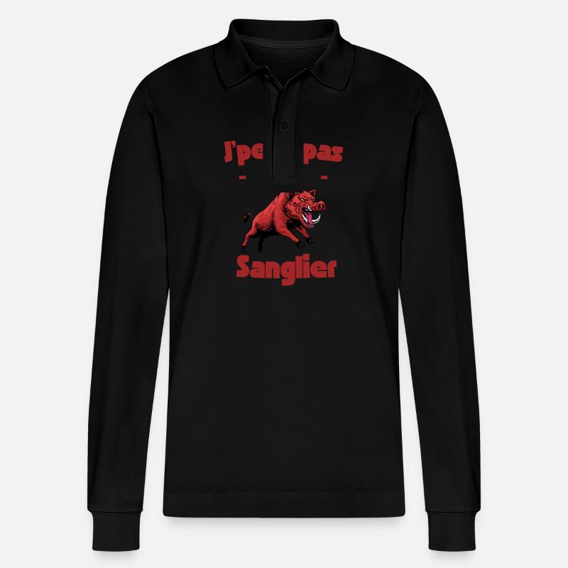 J'peux pas j'ai Sanglier - Polo à manches longues bio PREPSTER Stanley/Stella Unisexe - noir