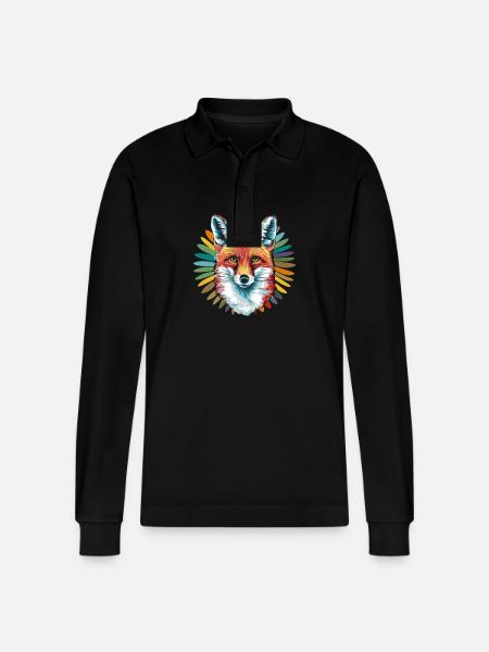 Fuchs - Illustration - Stanley/Stella Unisex Bio-Langarm-Poloshirt Prepster - Schwarz