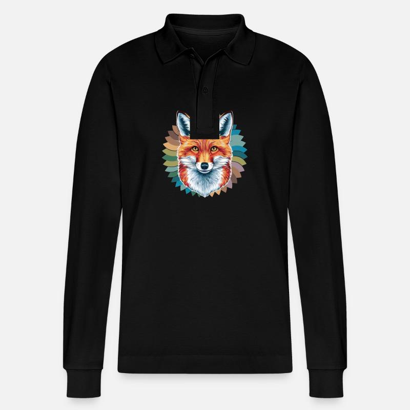 Fuchs - Illustration - Stanley/Stella Unisex Bio-Langarm-Poloshirt Prepster - Schwarz