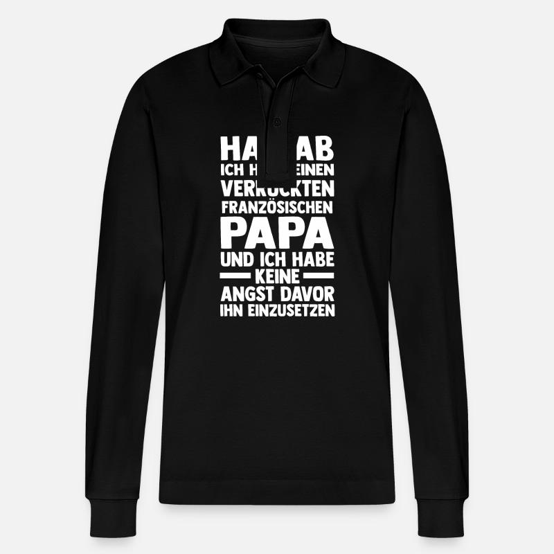Français papa papa papa - Polo à manches longues bio PREPSTER Stanley/Stella Unisexe - noir