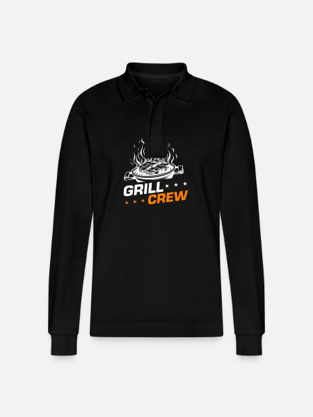 Grill Crew Grilling - Stanley/Stella Organic Unisex Long-Sleeved Polo Shirt Prepster - black