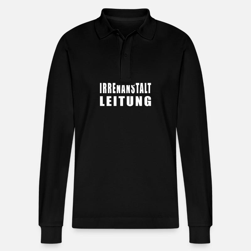 Irrenanstalt Leitung - Stanley/Stella Unisex Bio-Langarm-Poloshirt Prepster - Schwarz