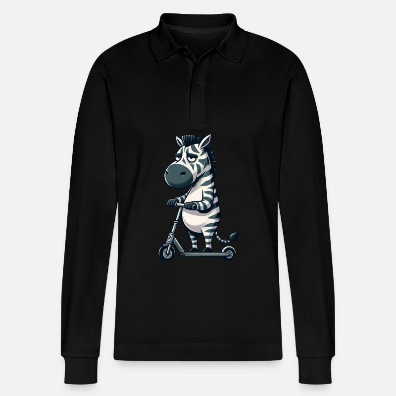 Mürrisches Zebra Roller Comic Rollerspaß - Stanley/Stella Unisex Bio-Langarm-Poloshirt Prepster - Schwarz