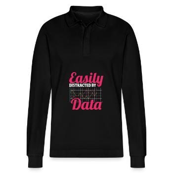 Analyst Datenerfassung Dateningenieur Daten - Stanley/Stella Unisex Bio-Langarm-Poloshirt Prepster - Schwarz - Vorne - Anna (173cm) & Nico (186cm)