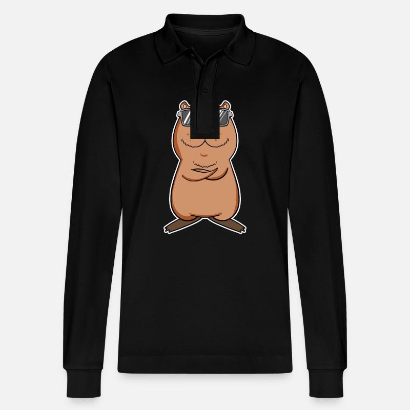 Capybara - Stanley/Stella Unisex Bio-Langarm-Poloshirt Prepster - Schwarz