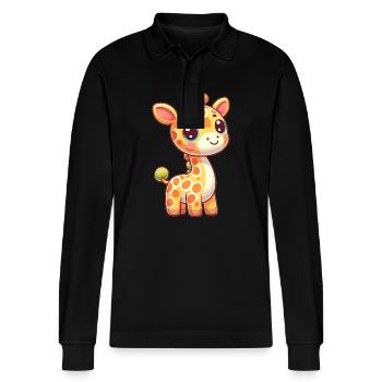 girafe au design enfantin - Polo à manches longues bio PREPSTER Stanley/Stella Unisexe - noir - Devant - Anna (173cm) & Nico (186cm)