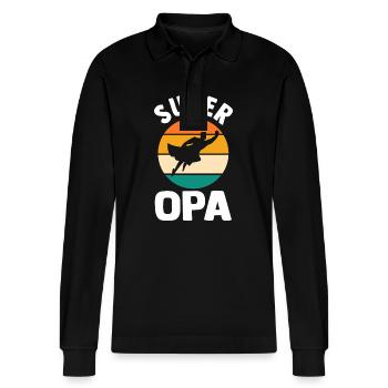 Großvater Opa - Stanley/Stella Unisex Bio-Langarm-Poloshirt Prepster - Schwarz - Vorne - Anna (173cm) & Nico (186cm)