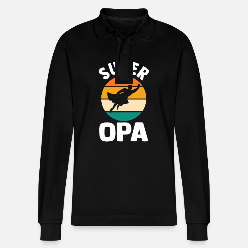 Großvater Opa - Stanley/Stella Unisex Bio-Langarm-Poloshirt Prepster - Schwarz