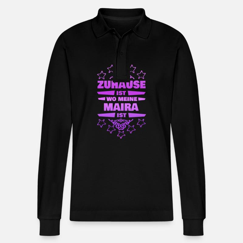 Maira als Freundin - Stanley/Stella Unisex Bio-Langarm-Poloshirt Prepster - Schwarz