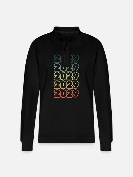 Year of birth 2029 - Stanley/Stella Organic Unisex Long-Sleeved Polo Shirt Prepster - black