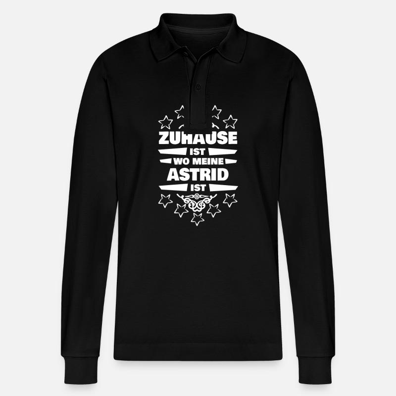 Astrid - Stanley/Stella Unisex Bio-Langarm-Poloshirt Prepster - Schwarz