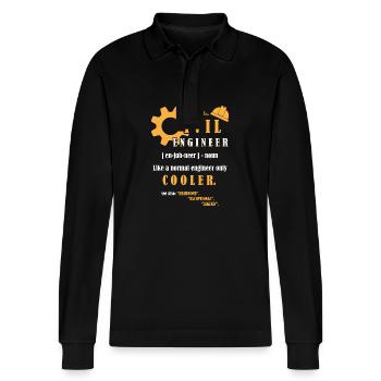 Civil Engineer Construction Site Construction Worker - Stanley/Stella Organic Unisex Long-Sleeved Polo Shirt Prepster - black - Front - Anna (173cm) & Nico (186cm)