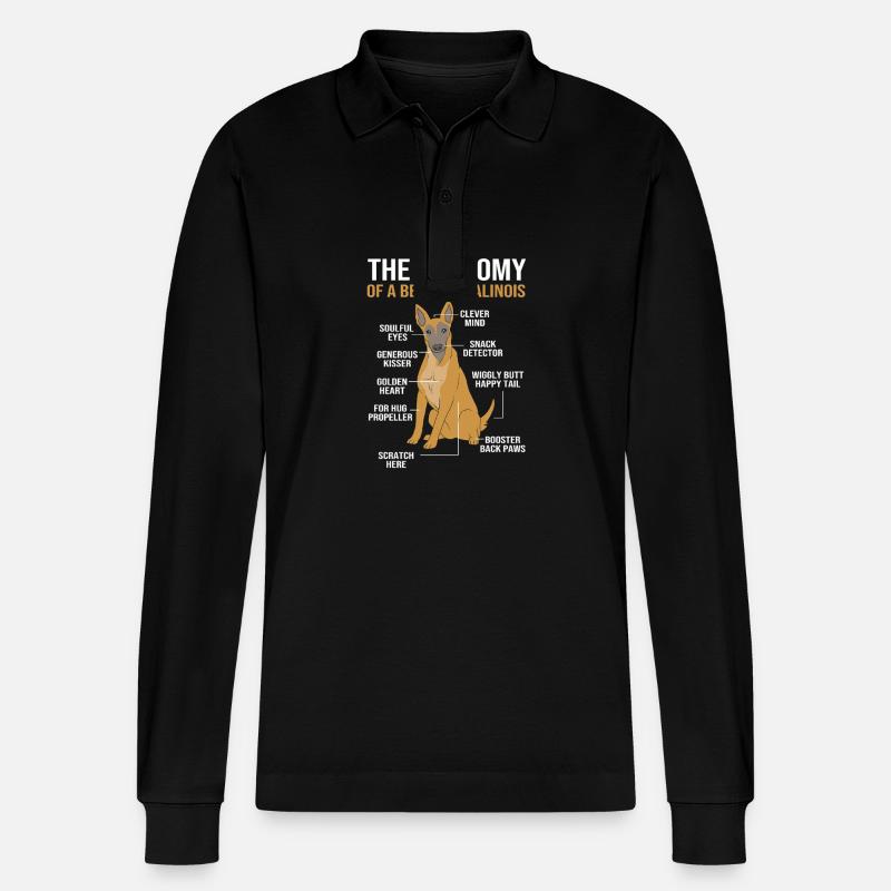 Belgischer Malinois - Stanley/Stella Unisex Bio-Langarm-Poloshirt Prepster - Schwarz
