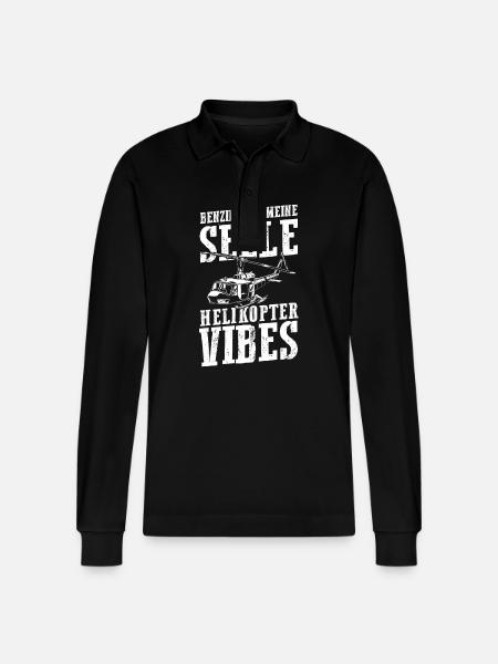 Pilot Helicopter Helicopter - Stanley/Stella Organic Unisex Long-Sleeved Polo Shirt Prepster - black