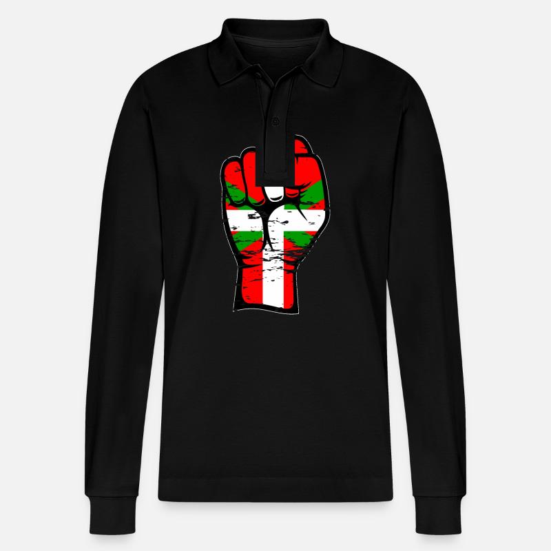 Poing de drapeau basque utilisé - Polo à manches longues bio PREPSTER Stanley/Stella Unisexe - noir