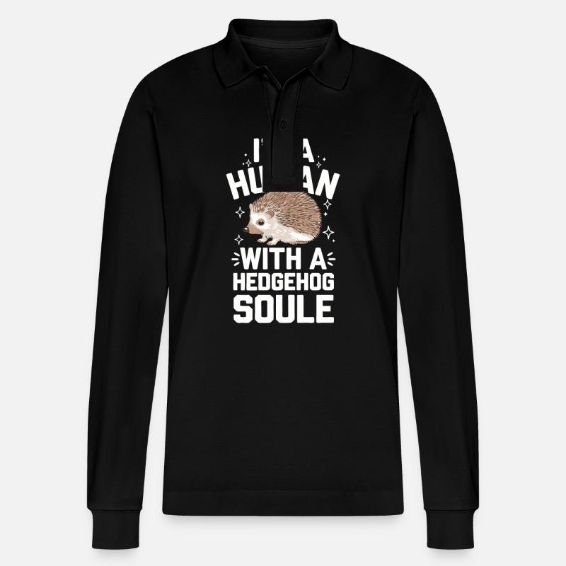 Igel Stachelig Tier Igel - Stanley/Stella Unisex Bio-Langarm-Poloshirt Prepster - Schwarz