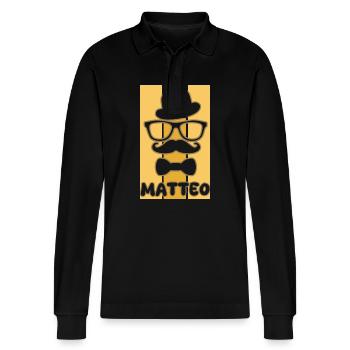 Matteo - Stanley/Stella Organic Unisex Long-Sleeved Polo Shirt Prepster - black - Front - Anna (173cm) & Nico (186cm)