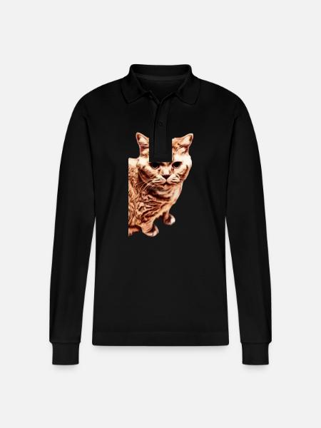 british shorthair cat - Stanley/Stella Organic Unisex Long-Sleeved Polo Shirt Prepster - black