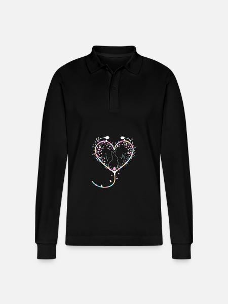 Easter Bunny Nurse - Stanley/Stella Organic Unisex Long-Sleeved Polo Shirt Prepster - black