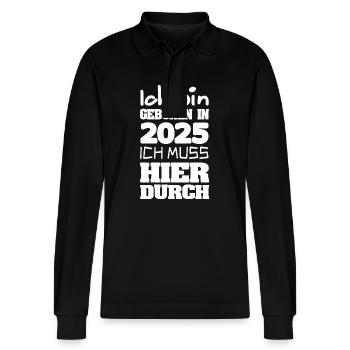 Bin 2025 - Stanley/Stella Unisex Bio-Langarm-Poloshirt Prepster - Schwarz - Vorne - Anna (173cm) & Nico (186cm)