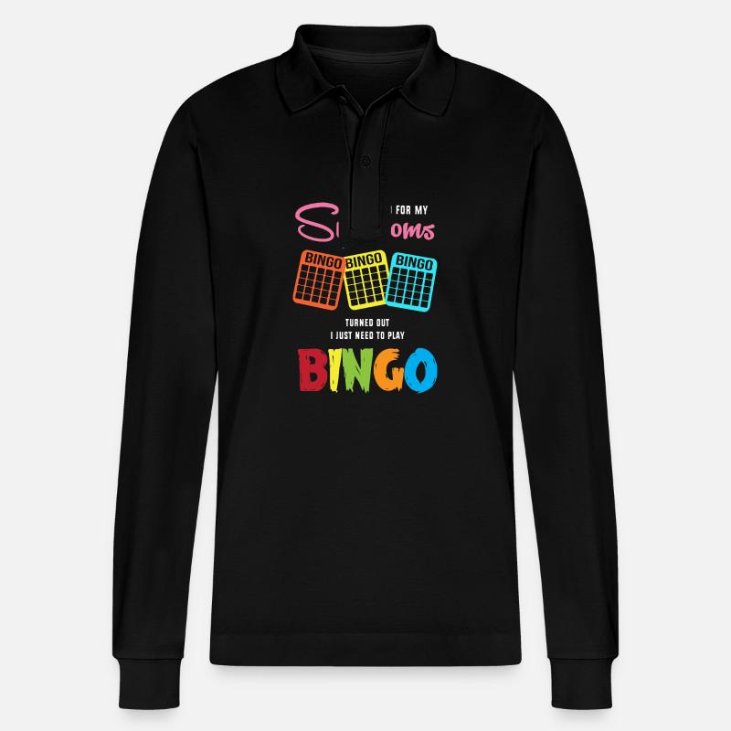Bingo - Stanley/Stella Unisex Bio-Langarm-Poloshirt Prepster - Schwarz