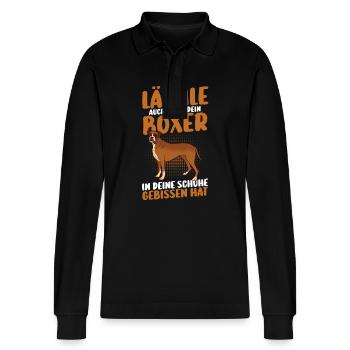 Hund Deutscher Boxer - Stanley/Stella Unisex Bio-Langarm-Poloshirt Prepster - Schwarz - Vorne - Anna (173cm) & Nico (186cm)