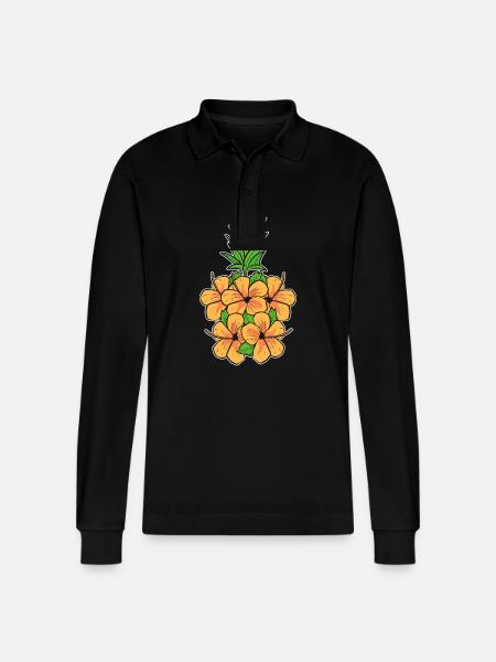 Pineapple - Stanley/Stella Organic Unisex Long-Sleeved Polo Shirt Prepster - black