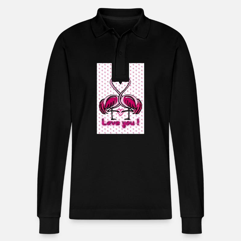 Flamingo love - Stanley/Stella Unisex Bio-Langarm-Poloshirt Prepster - Schwarz