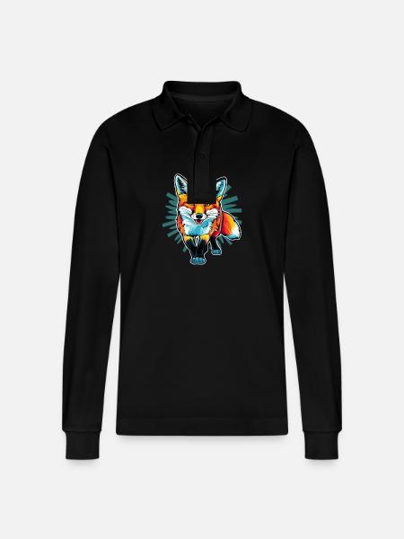 Fuchs - Illustration - Stanley/Stella Unisex Bio-Langarm-Poloshirt Prepster - Schwarz