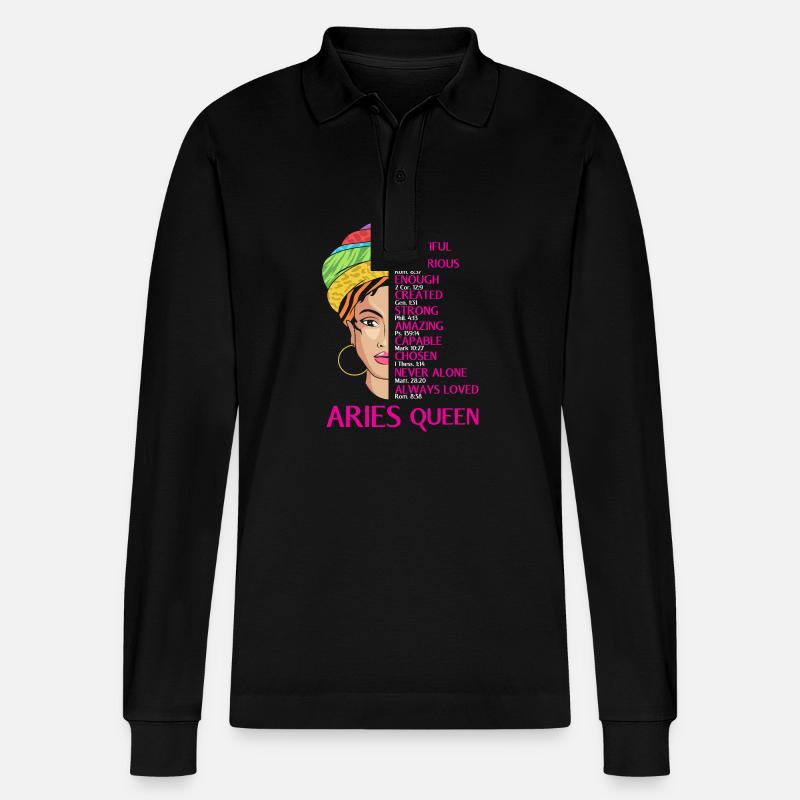 Sternzeichen Widder - Stanley/Stella Unisex Bio-Langarm-Poloshirt Prepster - Schwarz
