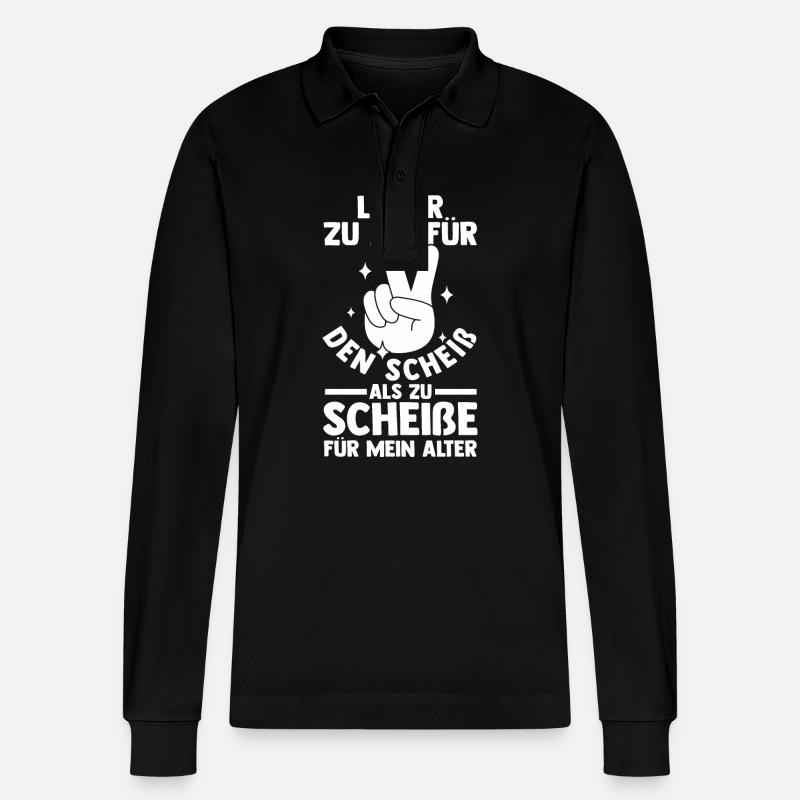 Zu Alt Für Den Scheiß - Stanley/Stella Unisex Bio-Langarm-Poloshirt Prepster - Schwarz
