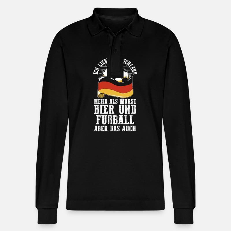 Deutscher Deutsch Bier Deutschland - Stanley/Stella Unisex Bio-Langarm-Poloshirt Prepster - Schwarz
