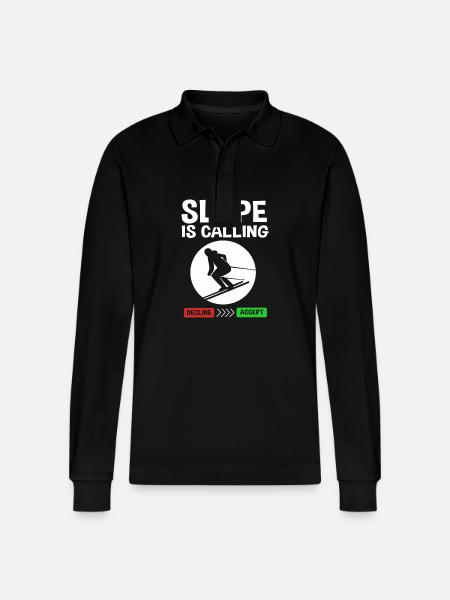 Ski Ski Holiday - Stanley/Stella Organic Unisex Long-Sleeved Polo Shirt Prepster - black