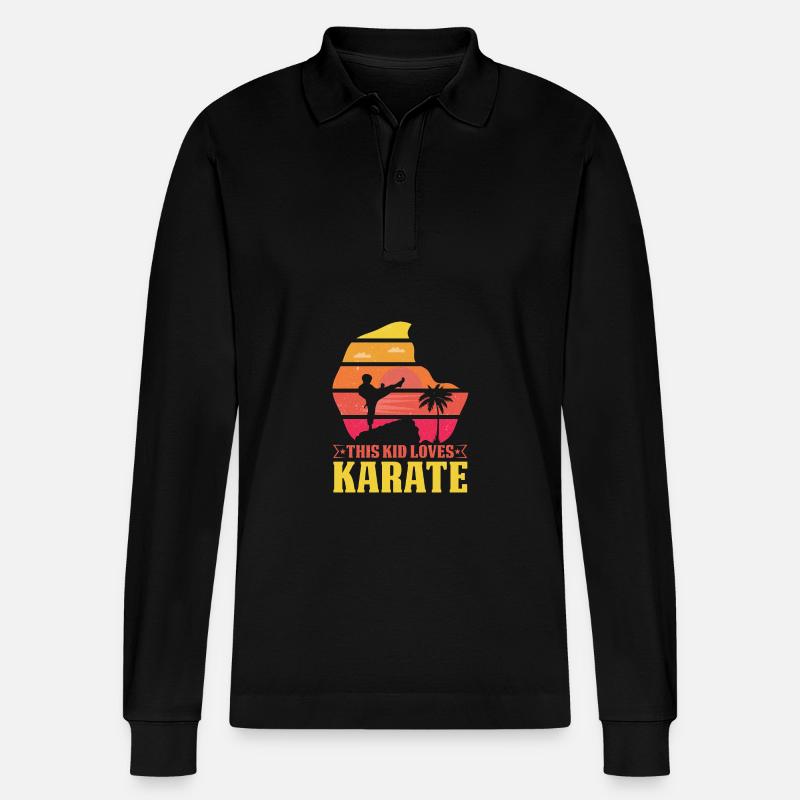 Ce gamin aime le karaté - Polo à manches longues bio PREPSTER Stanley/Stella Unisexe - noir