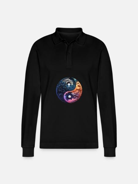 Yin Yang - Stanley/Stella Organic Unisex Long-Sleeved Polo Shirt Prepster - black
