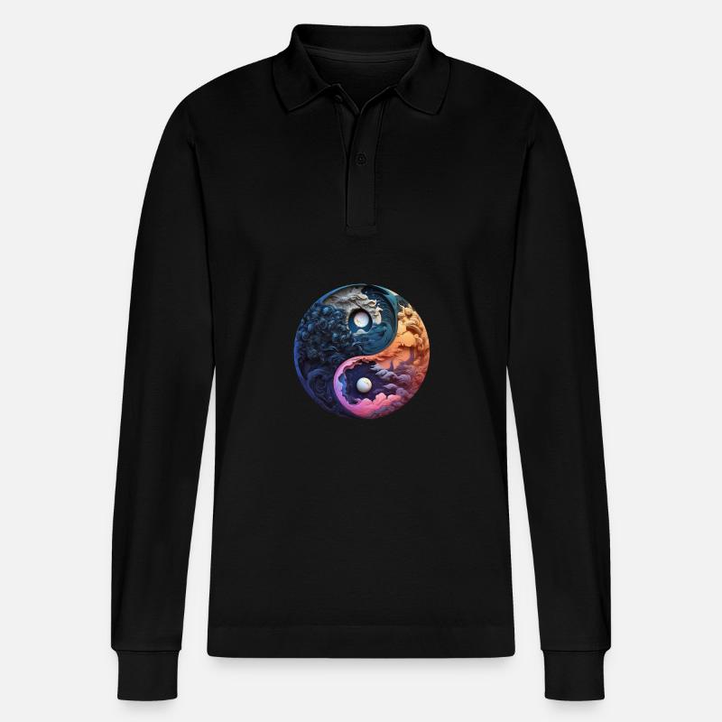 Yin Yang - Stanley/Stella Unisex Bio-Langarm-Poloshirt Prepster - Schwarz