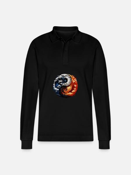 Yin Yang - Polo à manches longues bio PREPSTER Stanley/Stella Unisexe - noir