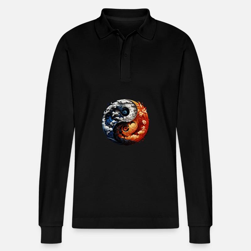 Yin Yang - Stanley/Stella Unisex Bio-Langarm-Poloshirt Prepster - Schwarz