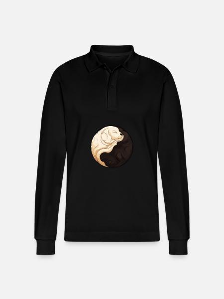 Yin Yang Welpe - Stanley/Stella Unisex Bio-Langarm-Poloshirt Prepster - Schwarz