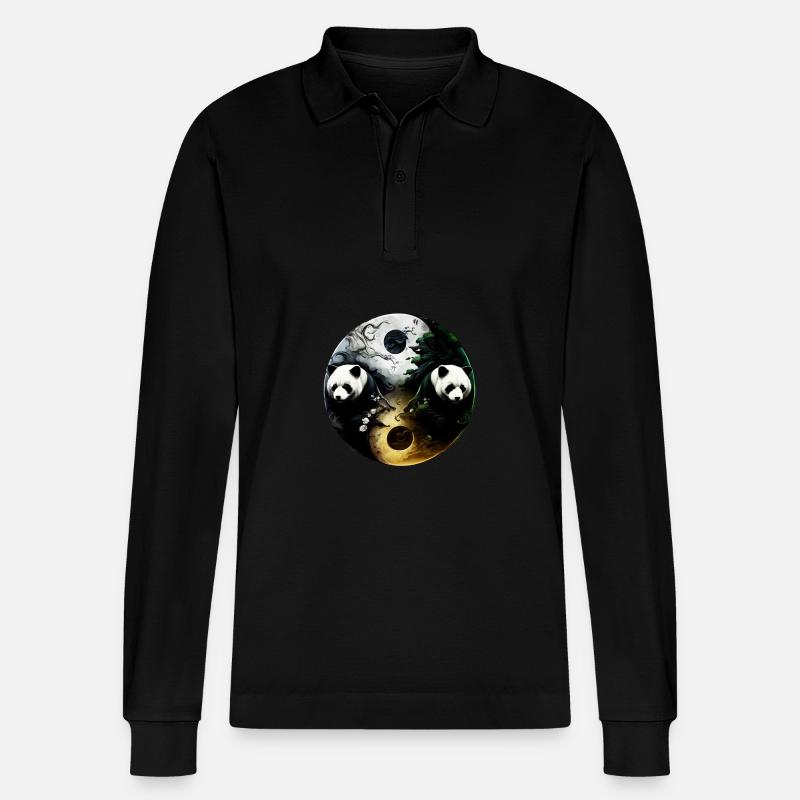Yin Yang Panda - Polo à manches longues bio PREPSTER Stanley/Stella Unisexe - noir