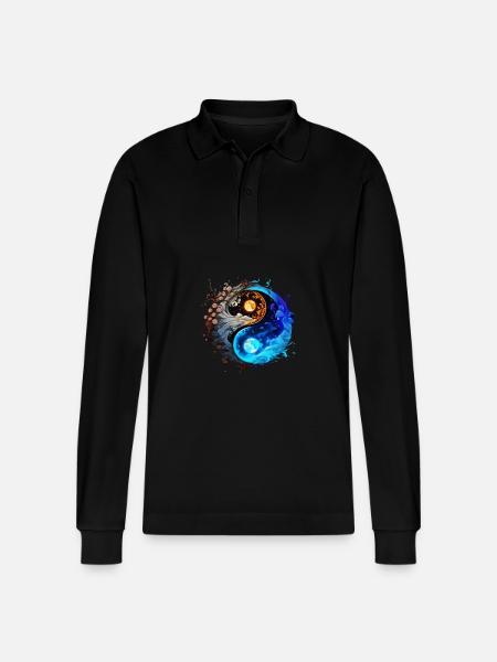 Yin Yang - Stanley/Stella Unisex Bio-Langarm-Poloshirt Prepster - Schwarz