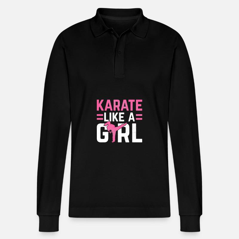 Karate wie ein Mädchen - Stanley/Stella Unisex Bio-Langarm-Poloshirt Prepster - Schwarz