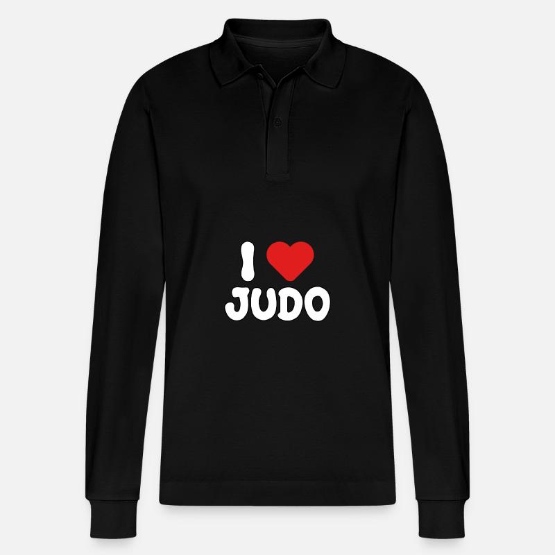 Ich liebe Judo - Stanley/Stella Unisex Bio-Langarm-Poloshirt Prepster - Schwarz