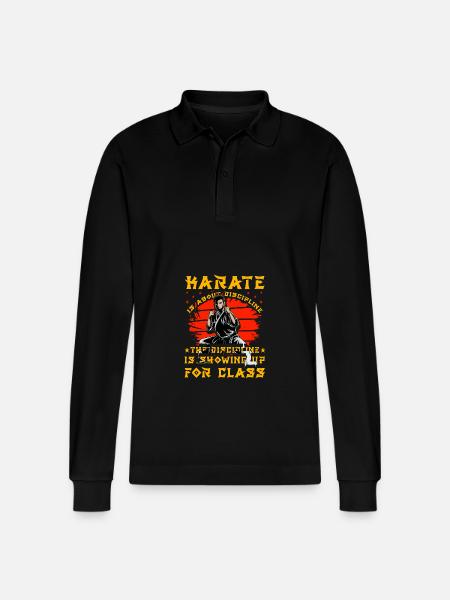 Karate is about discipline - Stanley/Stella Organic Unisex Long-Sleeved Polo Shirt Prepster - black
