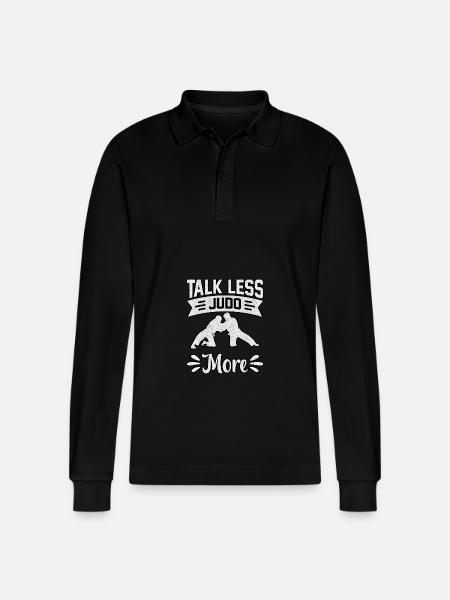 Talk less Judo more - Stanley/Stella Organic Unisex Long-Sleeved Polo Shirt Prepster - black