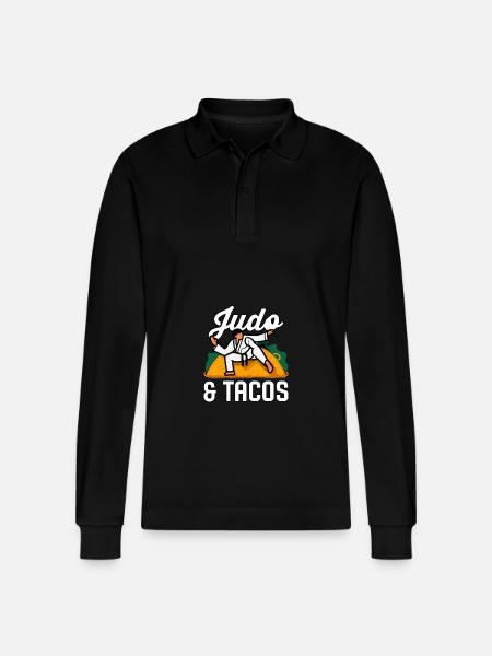 Judo and Tacos - Stanley/Stella Organic Unisex Long-Sleeved Polo Shirt Prepster - black