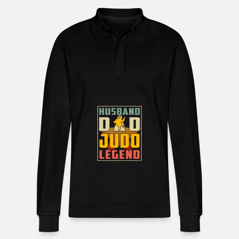 Ehemann Papa Judo-Legende - Stanley/Stella Unisex Bio-Langarm-Poloshirt Prepster - Schwarz