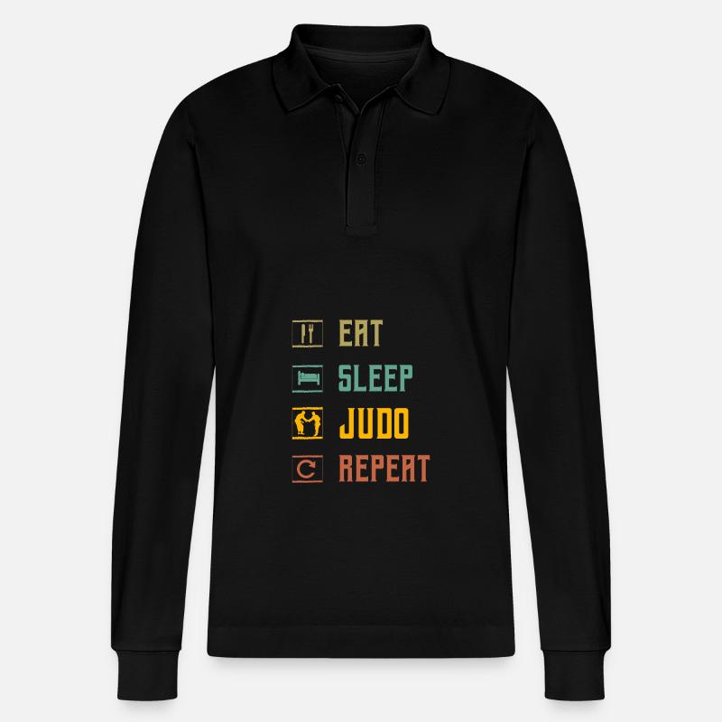 Manger Dormir Judo Répéter - Polo à manches longues bio PREPSTER Stanley/Stella Unisexe - noir